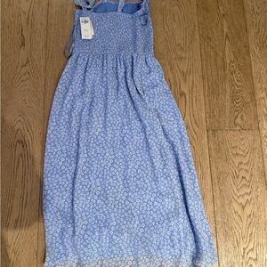 Abercrombie & Fitch Smocked Blue and White Midi Sundress